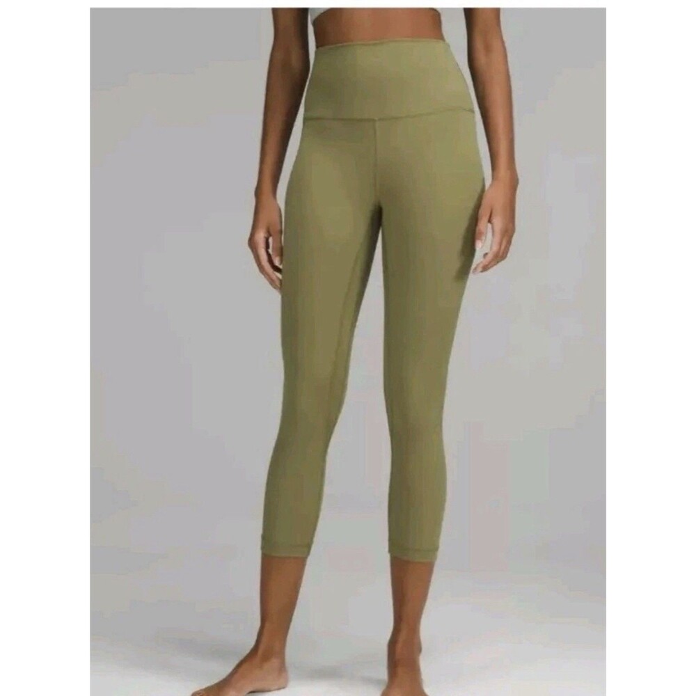 Lululemon Align HR Crop 23” Size 14 Bronze Green Olive Nulu Leggings